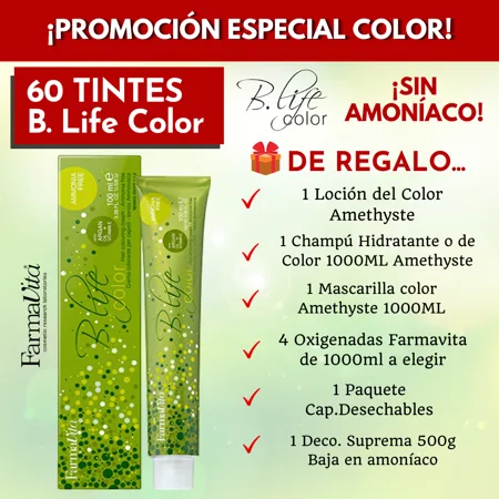 PROMOCIÓN ESPECIAL COLOR:  60 TINTES B.LIFE (Sin Amoníaco) - FARMAVITA