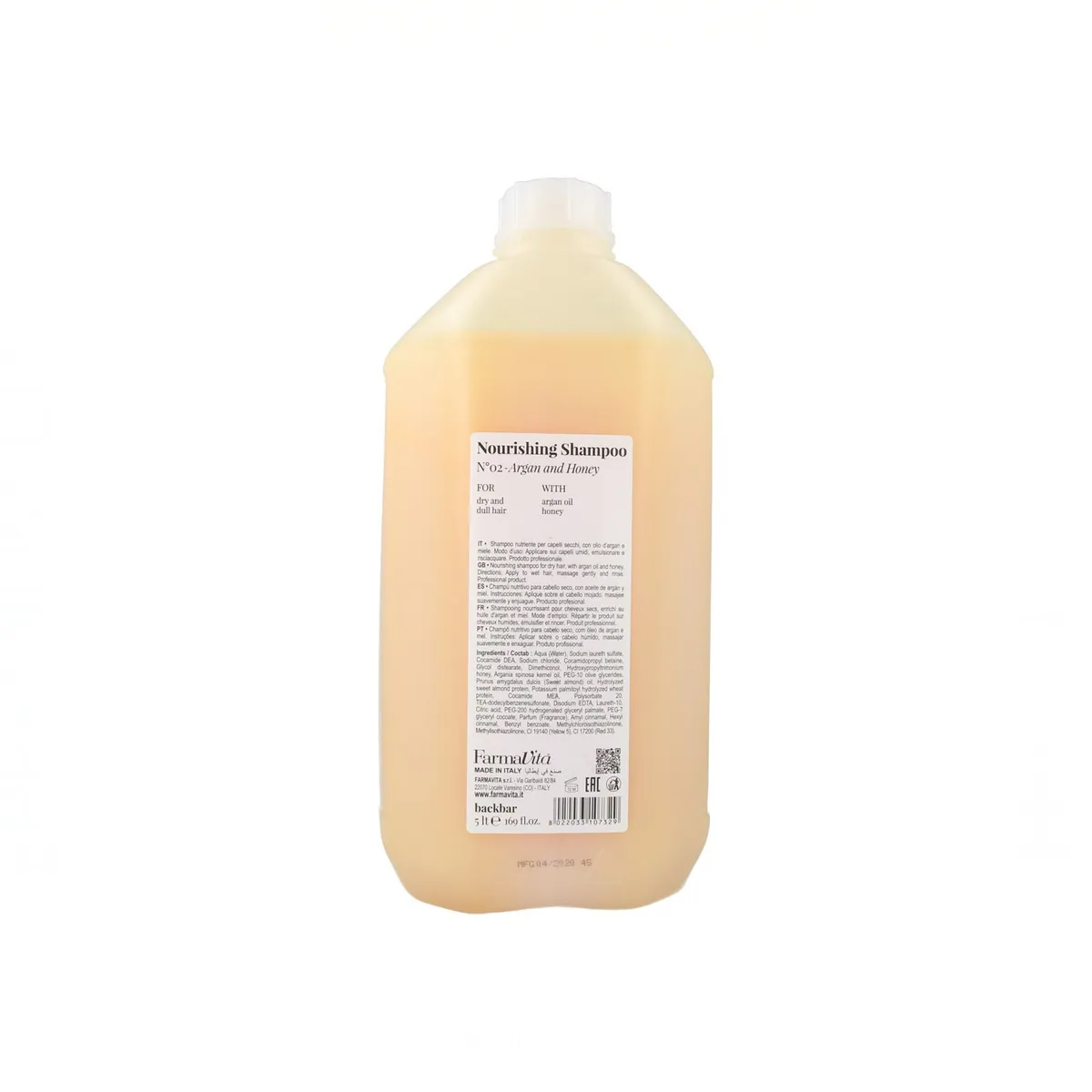 GARRAFA CHAMPÚ NUTRITIVO 5L BACK BAR - FARMAVITA